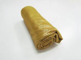Great value 1m Mini Roll Remnant- Stretch Eyelet Mesh- Luxe Gold available to order online Australia