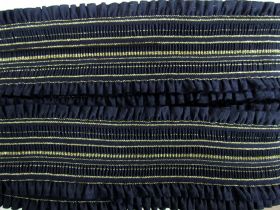 Great value Ruffle Stripe Elastic- Navy & Gold #882 available to order online Australia