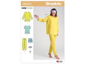 Great value Simplicity Pattern S9020 Misses' Sleepwear Knit Tops, Pants, Shorts & Accessories- Size A (XXS-XS-S-M-L-XL-XXL) available to order online Australia