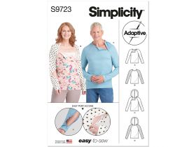Great value Simplicity Pattern S9723 Unisex Dual Port Access Chemo Top and Hoodie- Size A (XS-S-M-L-XL) available to order online Australia