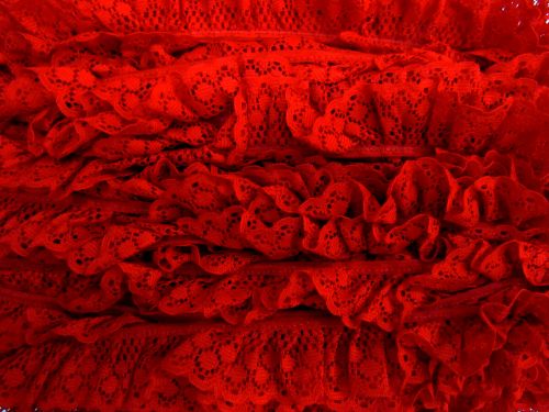 Great value 30mm Olivia Lace Frill Trim- Red #290 available to order online Australia