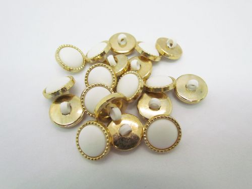 Great value 16mm Button- FB398 White On Gold available to order online Australia