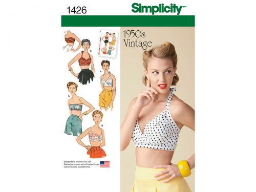 Great value Simplicity Pattern S1426 Women's Vintage 1950's Bra Tops- Size R5 (14-16-18-20-22) available to order online Australia