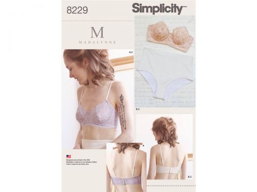 Great value Simplicity Pattern S8229 Women's Underwire Bras and Panties- Size A (ALL SIZES) available to order online Australia