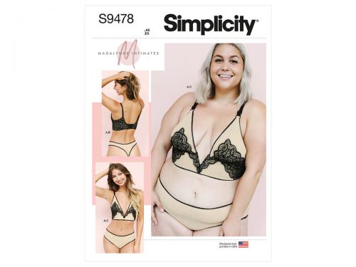Great value Simplicity Pattern S9478 MISS/PLUS BRA & PANTIES- Size A (ALL SIZES) available to order online Australia