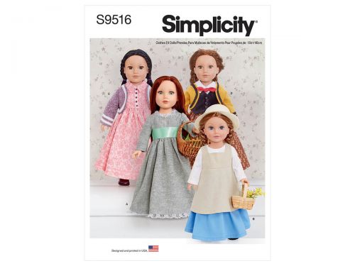 Great value Simplicity Pattern S9516 18" Doll Clothes- Size OS (One Size Only) available to order online Australia