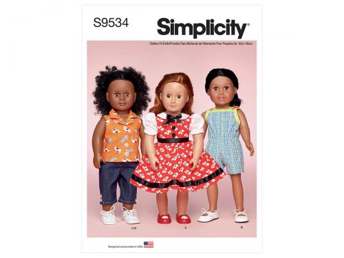 Great value Simplicity Pattern S9534 18" Doll Clothes- Size OS (One Size Only) available to order online Australia