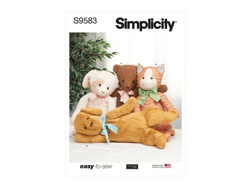 Great value Simplicity Pattern S9583 POSEABLE PLUSH ANIMALS- Size OS (One Size Only) available to order online Australia