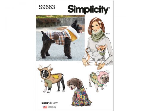 Great value Simplicity Pattern S9663 PET COATS WITH OPTIONAL HOODS AND COWLS IN SIZES S- Size A (S-M-L) available to order online Australia