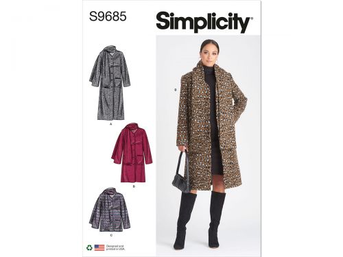 Great value Simplicity Pattern S9685 MISSES' COAT AND JACKET- Size P5 (12-14-16-18-20) available to order online Australia