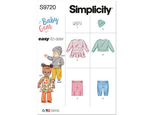 Great value Simplicity Pattern S9720  Knit Dress, Top, Pants, Hat and Headband- Size A (S-M-L-XL) available to order online Australia
