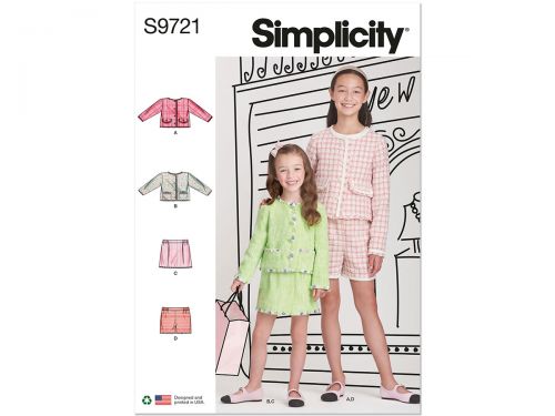 Great value Simplicity Pattern S9721 Children's and Girls' Jackets, Skirt and Shorts- Size K5 (7-8-10-12-14) available to order online Australia