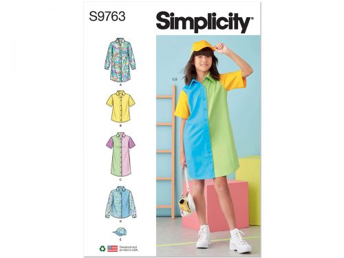 Great value Simplicity Pattern S9763 Girls' Shirtdresses, Shirts and Hat- Size A (7-8-10-12-14) available to order online Australia