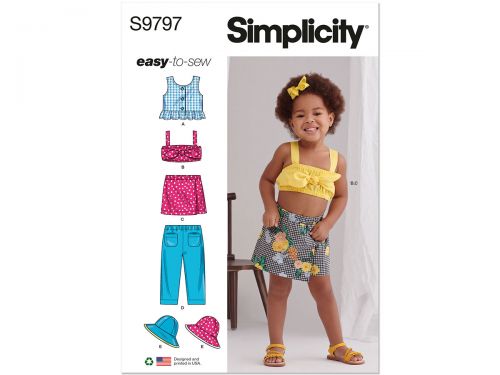 Great value Simplicity Pattern S9797 Toddlers' Tops, Skort, Pants And Hat In Three Sizes- Size A (1/2-1-2-3-4) available to order online Australia