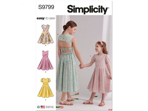 Great value Simplicity Pattern S9799 Children's And Girls' Dresses- Size K5 (7-8-10-12-14) available to order online Australia