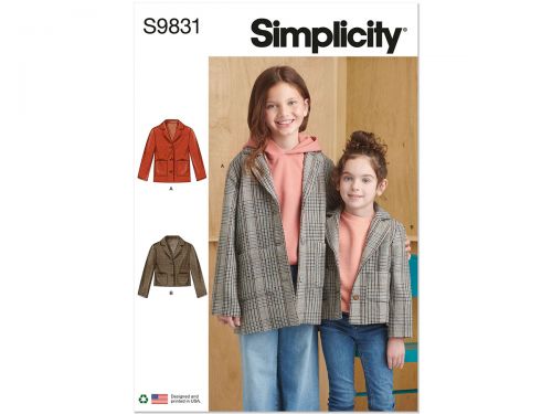 Great value Simplicity Pattern S9831 Child/Girl Jacket/Coat- Size K5 (7-8-10-12-14) available to order online Australia