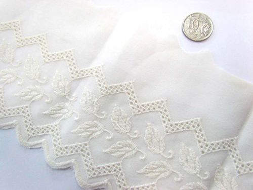 Great value 12cm Windswept Leaf Broderie Trim- Cream available to order online Australia