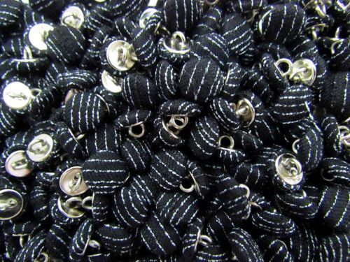 Great value Pack of 2 Fabric Covered Fashion Buttons- Gangster Pinstripe Black FB100 available to order online Australia