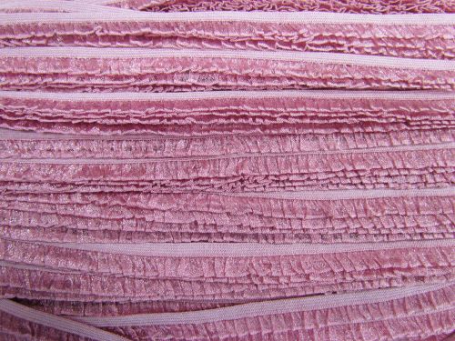 Great value 12mm Sheer Frill Elastic Trim- Rosie Pink #606 available to order online Australia