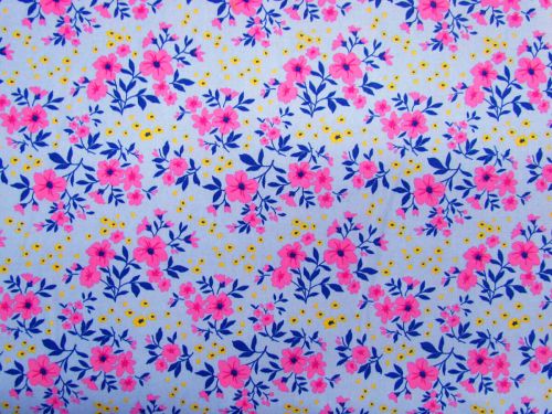 Pink Primrose Cotton- Blue #PW1454