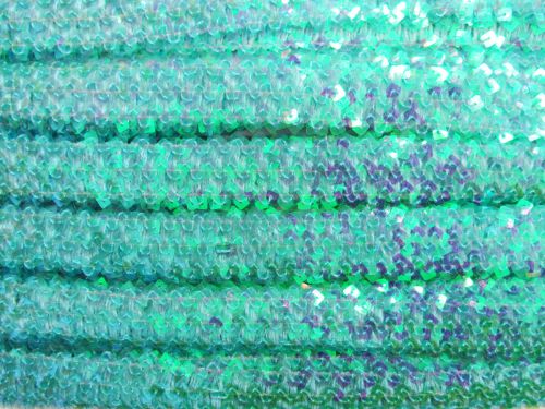 Great value 25mm Iridescent Stretch Sequin Trim- Mermaid Mint #T445 available to order online Australia