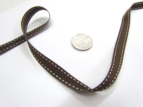 Great value Stitch Ribbon 10mm- Brown / White available to order online Australia