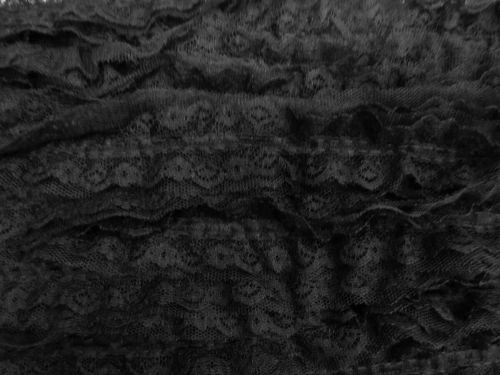 Great value 35mm Victoria Ruffle Tulle And Lace Trim- Black #T474 available to order online Australia