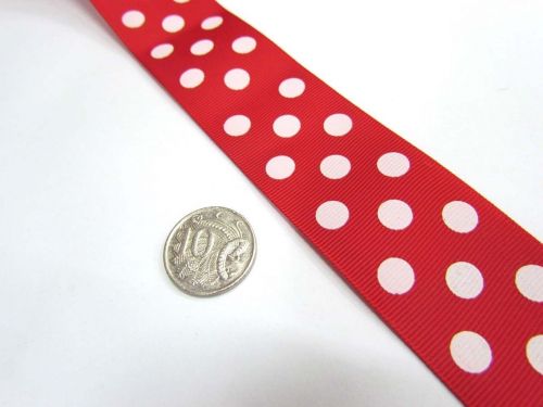Great value Spots Ribbon 38mm- Red available to order online Australia