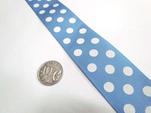 Great value Spots Ribbon 38mm- Baby Blue available to order online Australia