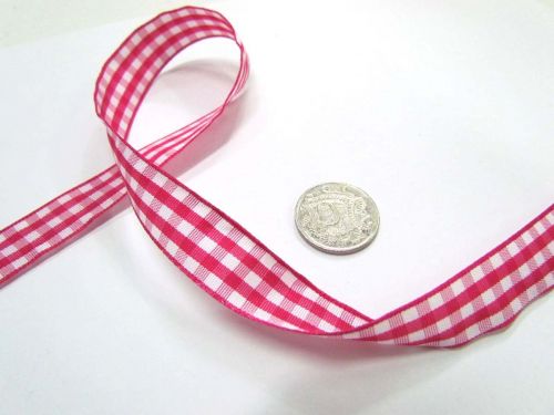 Great value Gingham Ribbon 15mm- Dark Pink available to order online Australia