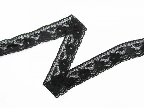 Great value 32mm Midnight Violet Stretch Lace Trim- Black #004 available to order online Australia