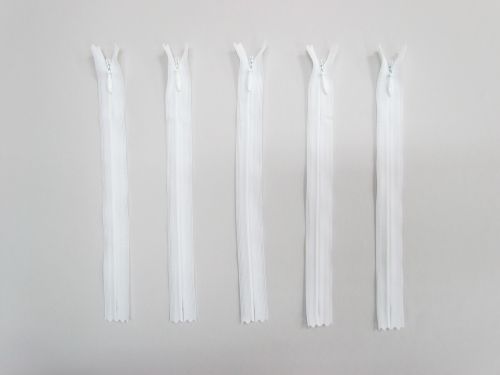 Great value 20cm White- Invisible Zipper Bundle #TRW117-5 Pack available to order online Australia