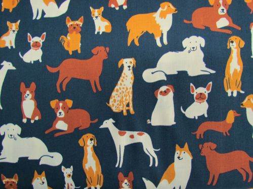 Great value Ruby Star Society Cotton- Dog Park- Dog Medley- Teal Navy available to order online Australia