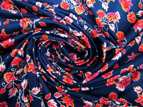 Great value Sunset Petals Matte Spandex- Navy  #11304 available to order online Australia
