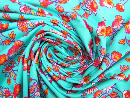 Great value Sunset Petals Matte Spandex- Aqua #11305 available to order online Australia