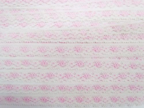 Great value 12mm Rose Garden Lace Trim- Pink And White #T136 available to order online Australia