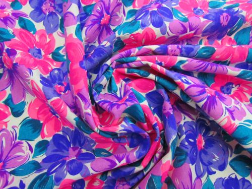 Great value 20m Roll of Dizzy Daisy Cotton Jersey- Purple / Pink #5120 available to order online Australia