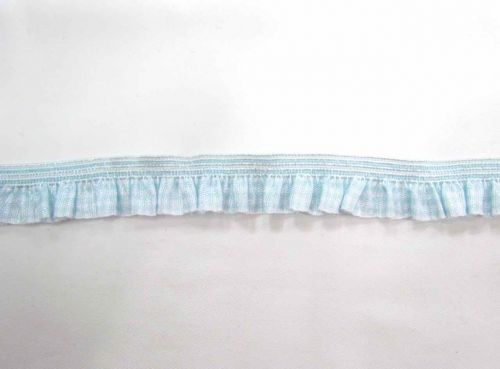 Great value 18mm Elastic Gingham Ruffle Trim- Baby Blue available to order online Australia
