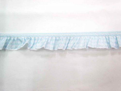 Great value 30mm Elastic Gingham Ruffle Trim- Baby Blue available to order online Australia