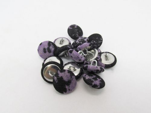 15mm Button- FB590 Purple On Black