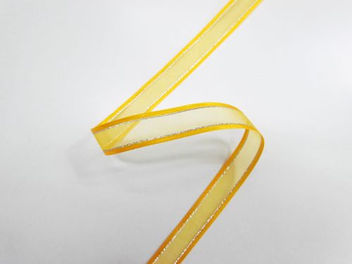 Great value 17mm Satin Edge Organza Ribbon- Yellow And Silver #T237 available to order online Australia