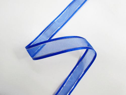 Great value 17mm Satin Edge Organza Ribbon- Electric Blue And Silver #T239 available to order online Australia