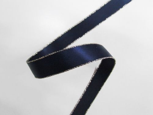 Great value 16mm Silver Edge Double Faced Satin Ribbon- Navy #T241 available to order online Australia