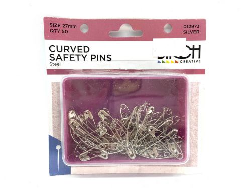 Great value Curved Safety Pins- Silver- 27mm- Pack of 50 available to order online Australia
