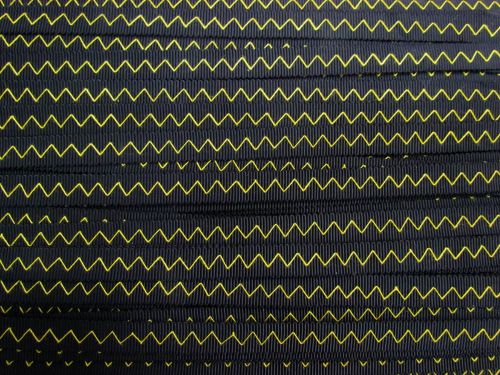 Great value 10mm Zig Zag Stitch Petersham Ribbon- Yellow on Black #844 available to order online Australia
