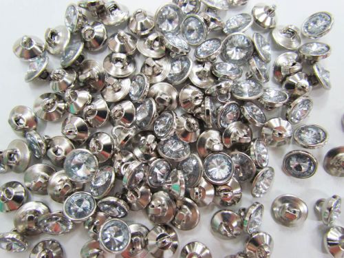 Silver Diamanté Mini Button FB111