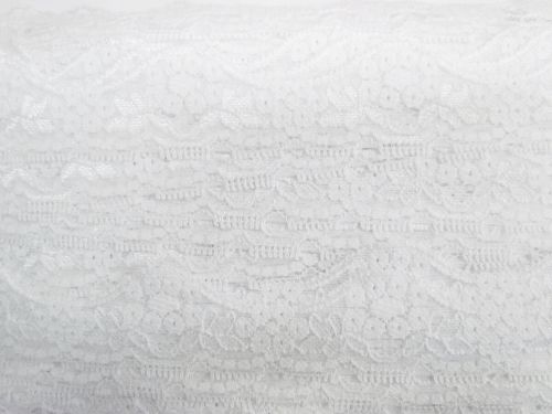 Great value 30m Roll of 35mm Wave Edge Stretch Floral Lace- White #T289 available to order online Australia