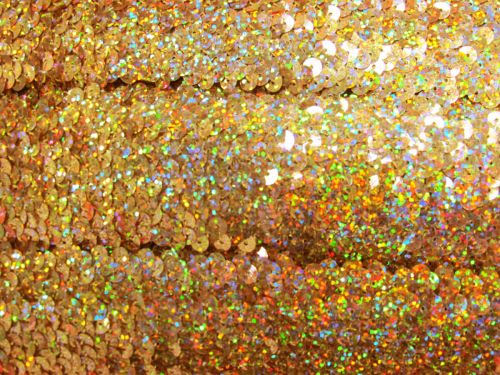 Great value Stretch Sequin Trim- 5 Row- Holographic Gold #T303 available to order online Australia