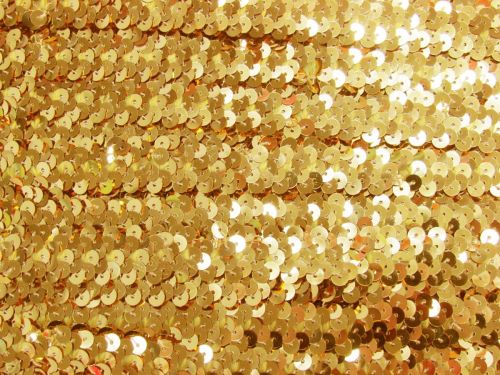 9.1m (10 yard) Roll of Stretch Sequin Trim- 2 Row- Bright Gold T304