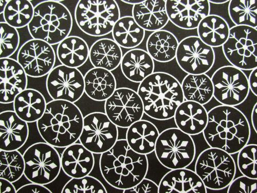 Great value Festive Snowflake Cotton- Cream on Black available to order online Australia